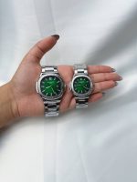 ساعت ست مردانه و زنانه پتک فیلیپ ناتیلوس کوارتز استیل صفحه ابی Patek Philippe - تصویر 6